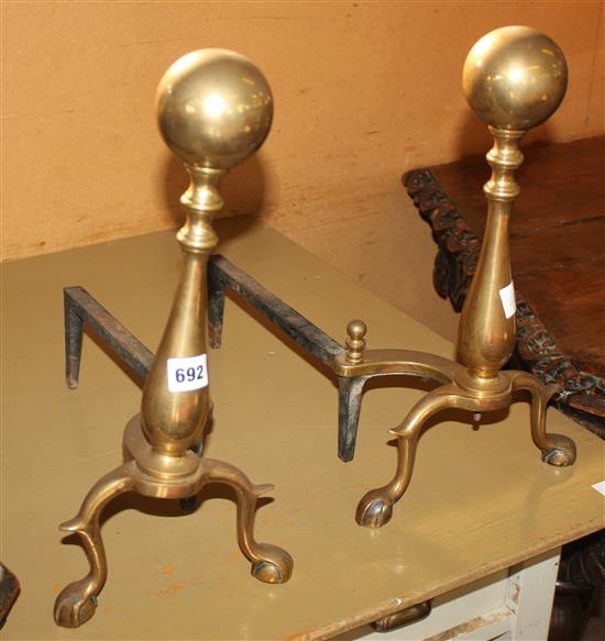 Pair of brass andirons